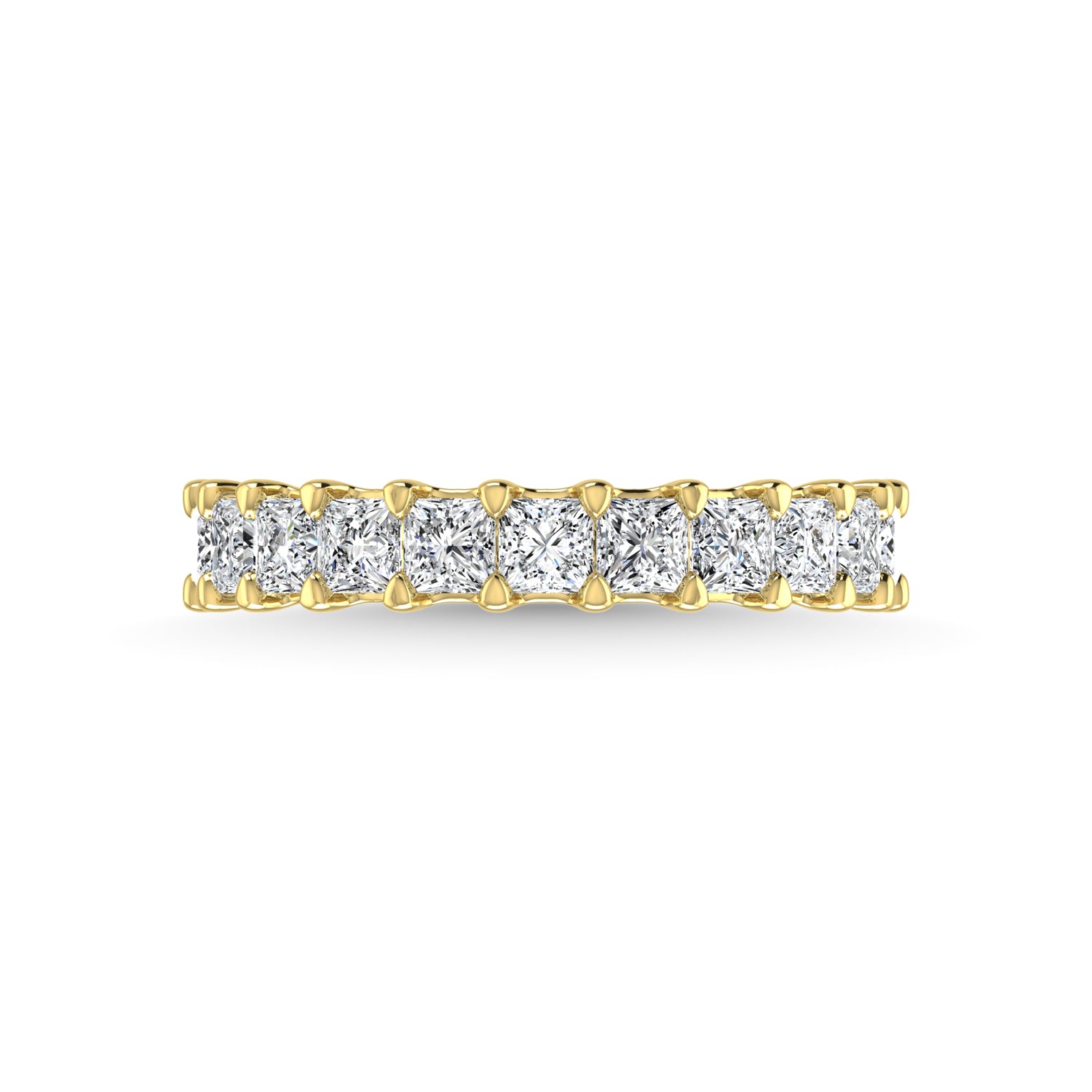 14K Yellow Gold 1 7/8 CT Tw. Princess Shape Lab Grown Diamond Three Forth Eternity Band - Lab Grown Diamond Ring - Alpier Jewelers