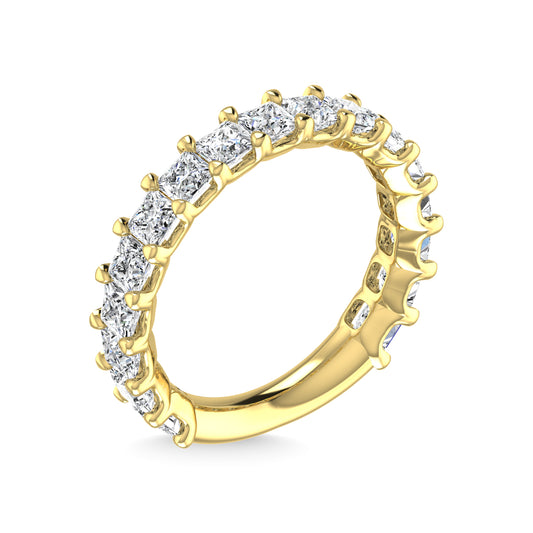 14K Yellow Gold 1 7/8 CT Tw. Princess Shape Lab Grown Diamond Three Forth Eternity Band - Additional Clever Gem Image 3
