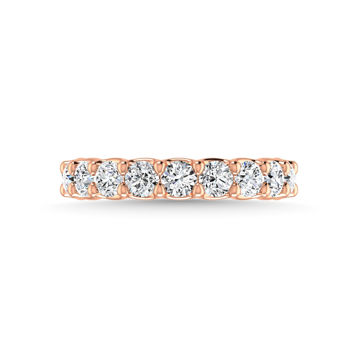 18K Rose Gold  7/8 CT Tw. Round Shape Lab Grown Diamond Three Forth Eternity Band - Lab Grown Diamond Ring - Alpier Jewelers