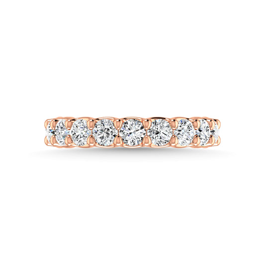 18K Rose Gold  7/8 CT Tw. Round Shape Lab Grown Diamond Three Forth Eternity Band - Lab Grown Diamond Ring - Alpier Jewelers