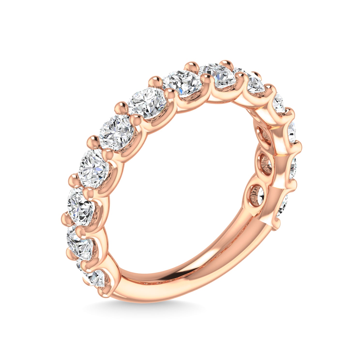 18K Rose Gold  7/8 CT Tw. Round Shape Lab Grown Diamond Three Forth Eternity Band - Additional Clever Gem Image 3