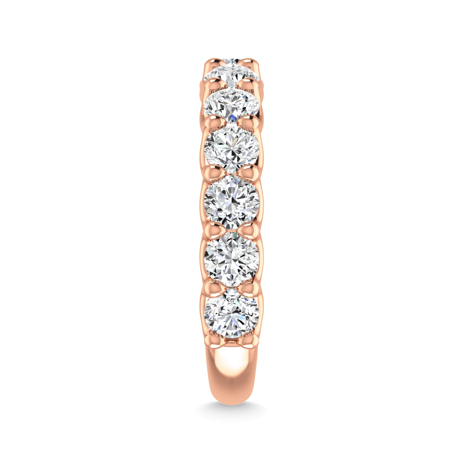 14K Rose Gold  7/8 CT Tw. Round Shape Lab Grown Diamond Three Forth Eternity Band - Additional Clever Gem Image 4