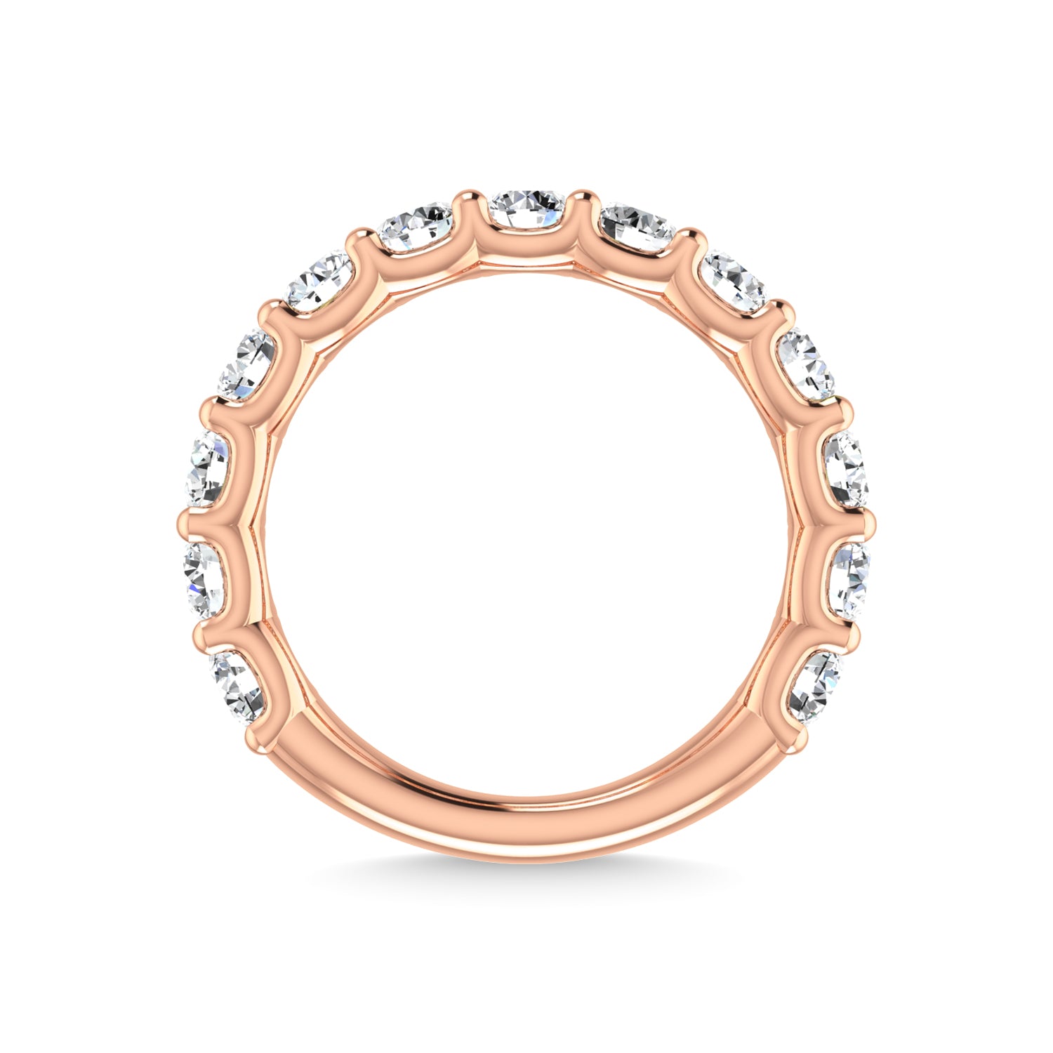 14K Rose Gold  7/8 CT Tw. Round Shape Lab Grown Diamond Three Forth Eternity Band - Additional Clever Gem Image 5