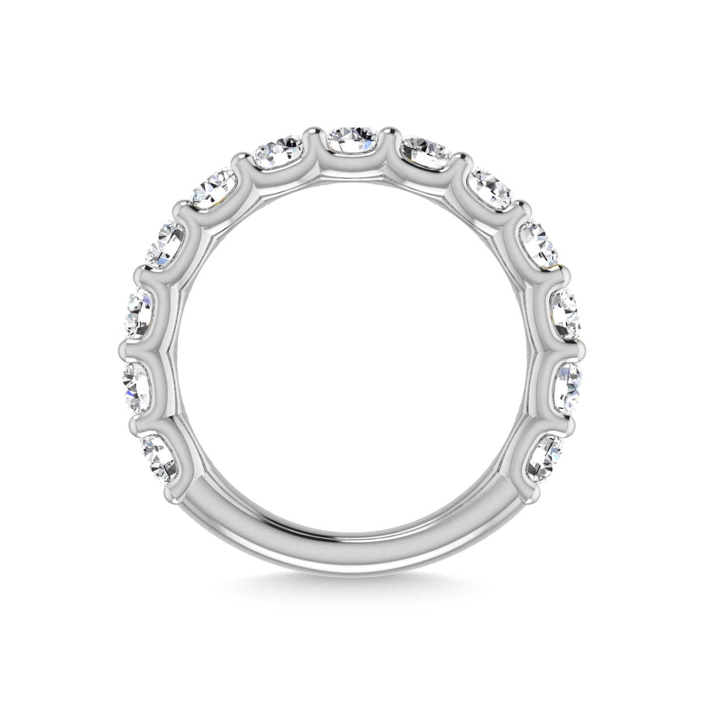 14K White Gold 7/8 CT Tw. Round Shape Lab Grown Diamond Three Forth Eternity Band - Additional Clever Gem Image 4