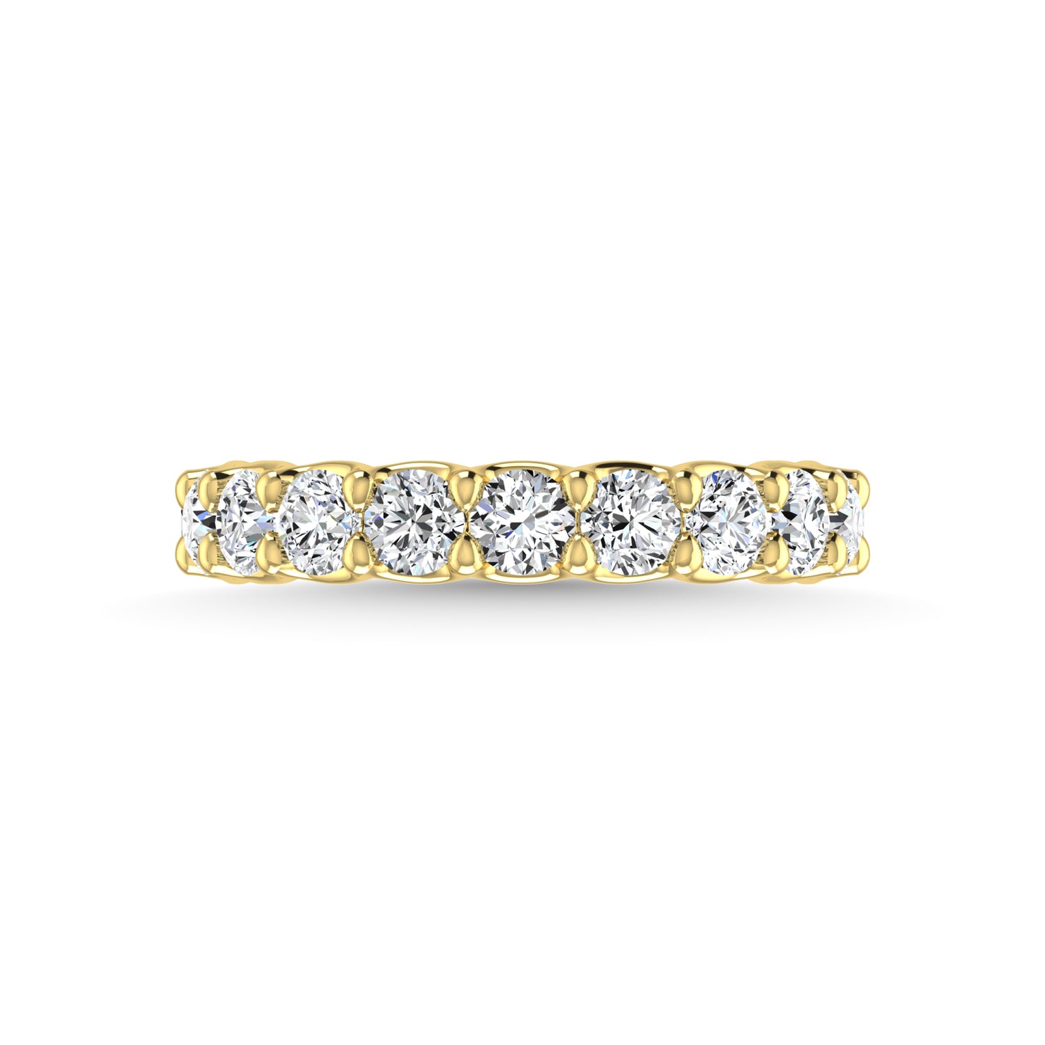 14K Yellow Gold 7/8 CT Tw.  Round Shape Lab Grown Diamond Wedding Band - Lab Grown Diamond Ring - Alpier Jewelers